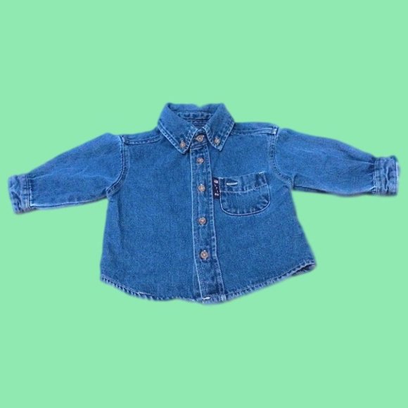 'Lil 66' Route 66 Toddler Front Pocket Button Down Collar Blue Denim Jacket 12M - Picture 5 of 16